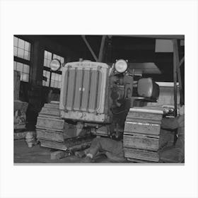 Caterpillar Tractor In Repair Shop At Colfax, Washington, These Tractors Are Used In The Wheat Lands By Russell Lee Canvas Print