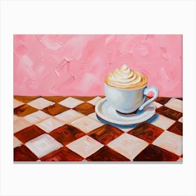 Whipped Cream Coffee On Checkboard 2 Canvas Print