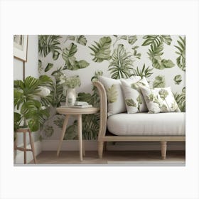 Tropical Leaves Wallpaper Canvas Print