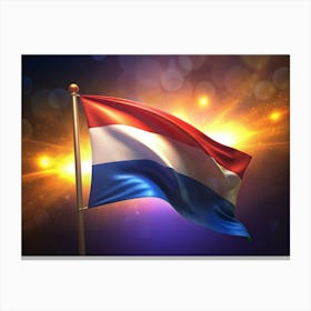 Waving Flag Of Luxembourg In Front Of A Bright, Golden Bokeh Background Canvas Print