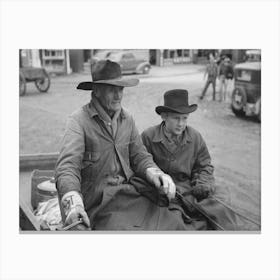 Farmer And Son Arriving In Town In Wagon, Eufaula, Oklahoma By Russell Lee Canvas Print