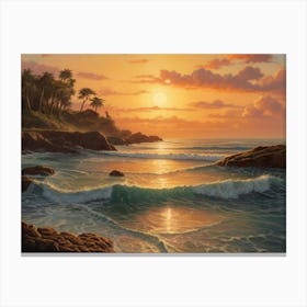 Sunset at sea Canvas Print