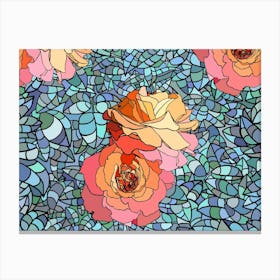 Stained Glass Roses Canvas Print