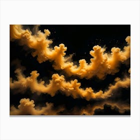 Abstract Background Of Two Layers Of Swirling, Orange Smoke Against A Black Background, Creating A Flowing And Dynamic Pattern Canvas Print