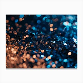 Blue Glitter Bokeh Background Canvas Print