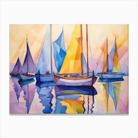 Sailboats In The Harbor 3 Canvas Print