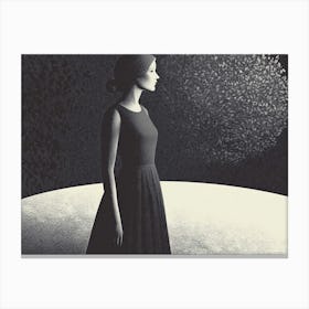 Woman In A Black Dress 1 Canvas Print