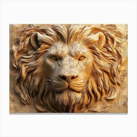 3d Relief Of A Powerful Lion's Face 1 Canvas Print