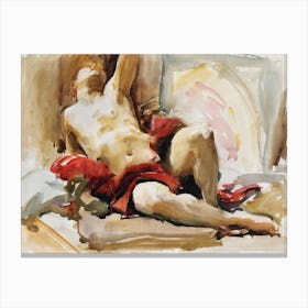 Man With Red Drapery After 1900, John Singer Sargent Canvas Print