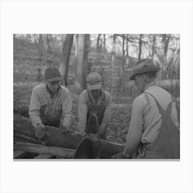 Untitled Photo, Possibly Related To Farmers Sawing Wood For Fuel In Timber Near Aledo, Illinois By Russell Lee Canvas Print