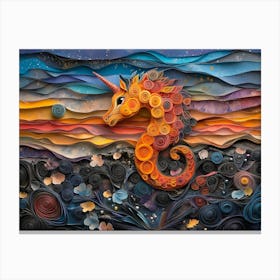 Paper Quilling Sea Horse Canvas Print