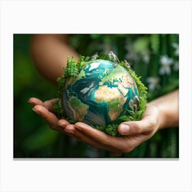 Earth In Hands Canvas Print