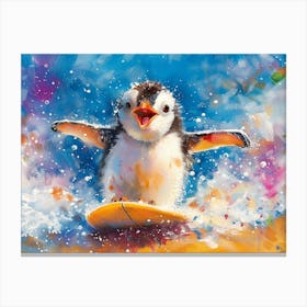 Surfing Penguins 2 Canvas Print