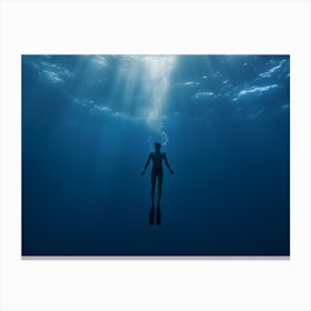 Scuba Diver In The Water Canvas Print