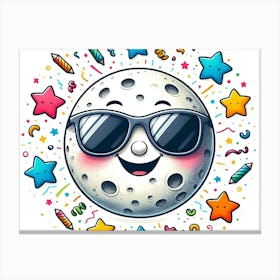 Moon In Sunglasses Canvas Print