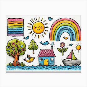 Rainbows And Houses Canvas Print