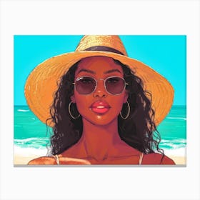 Illustration of an African American woman at the beach 35 Canvas Print