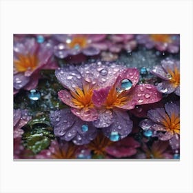 Raindrops On Flowers Canvas Print
