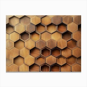 Wooden Hexagon Art Illustration With Designative Honeycomb Canvas Print