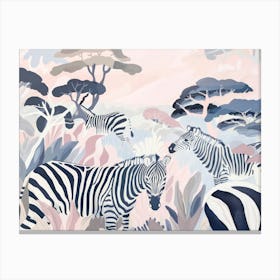Zebras Tropical Jungle Illustration 2 Canvas Print