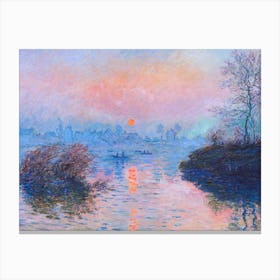 Claude Monet French Painting "Sunset on the Seine at Lavacourt Winter Effect" Paris 1880 HD Canvas Print