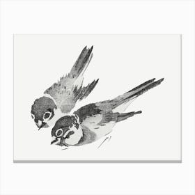 Hokusai Bird Drawing Canvas Print