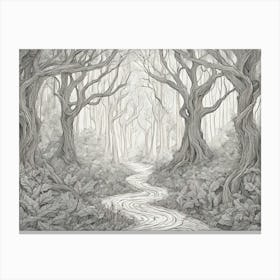 Enchanted Forest With Twisting Trees And Hidden Paths Canvas Print