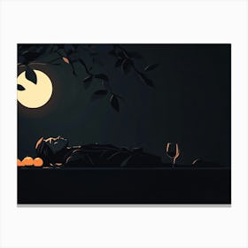 Person Laying In The Moonlight Canvas Print