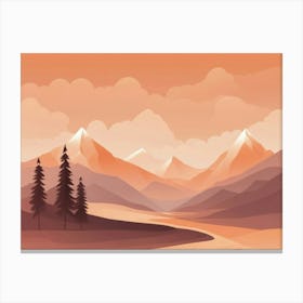 Misty mountains horizontal background in orange tone 15 Canvas Print
