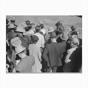 Backs Of Spectators At A Sideshow, San Angelo Fat Stock Show, San Angelo, Texas By Russell Lee Canvas Print