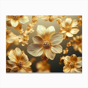 4k Golden Floral Artwork Gold Nature Canvas Print