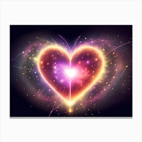 A Colorful Glowing Heart On A Dark Background Horizontal Composition 73 Canvas Print