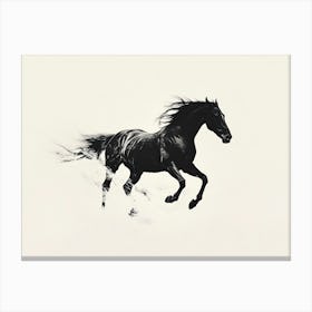 Horse Running Black Ink Canvas Print