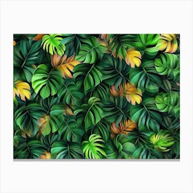 Multicolor Texture Green Fresh Leaves Jungle Hawaii Tropical Canvas Print