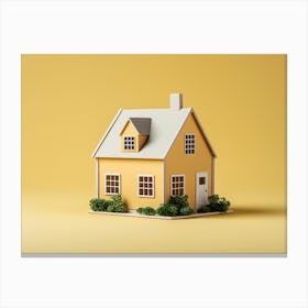 House On A Yellow Background Canvas Print