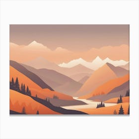 Misty mountains horizontal background in orange tone 7 Canvas Print