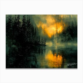 Simmering Sunset - Sunrise Over Lake Canvas Print