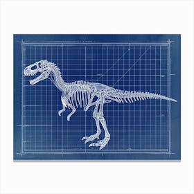 Dilophosaurus Skeleton Hand Drawn Blueprint 2 Canvas Print