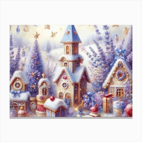 Lavender Christmas Ephemera Oil Paintings 1 Canvas Print