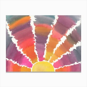 Colorful Watercolor Sun, Boho Sunshine Canvas Print