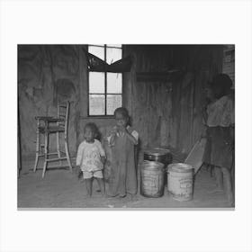 Southeast Missouri Farms, Family Of Sharecropper In Kitchen Of Shack By Russell Lee Canvas Print
