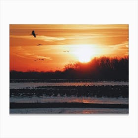 Sunrise Over A Lake Canvas Print