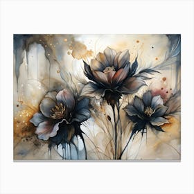 Black Flowers Canvas Print