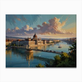 Budapest At Sunset art Canvas Print