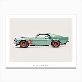 Toy Car 69 Mustang Boss 302 Teal Poster Canvas Print
