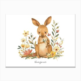 Little Floral Kangaroo 3 Poster Canvas Print