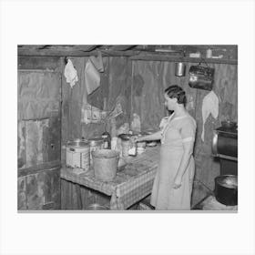 Southeast Missouri Farms, Corner Of Kitchen, Sharecropper S Shack, La Forge Project, Missouri By Russell Lee Canvas Print