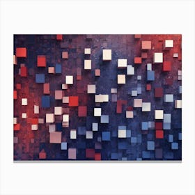 Abstract Image Of A Grid Of Colorful Cubes Against A Blue And Red Background Canvas Print