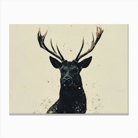 Stag Black on Beige Canvas Print