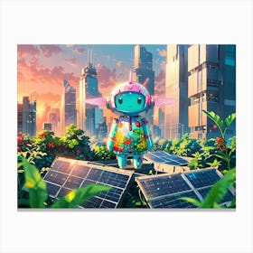 Robot In The City Canvas Print